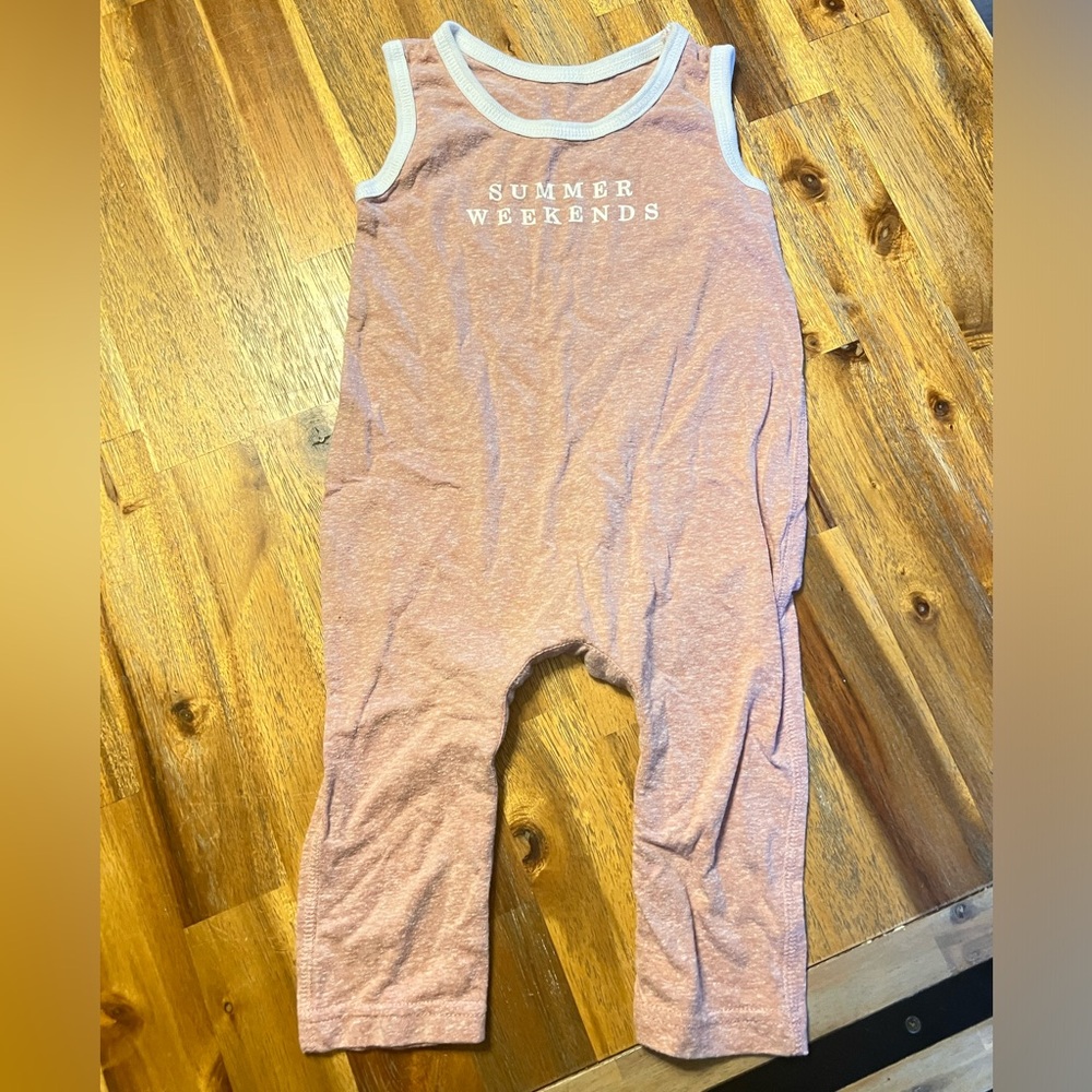 Pink Sleeveless Romper with 'Summer Weekends' Print